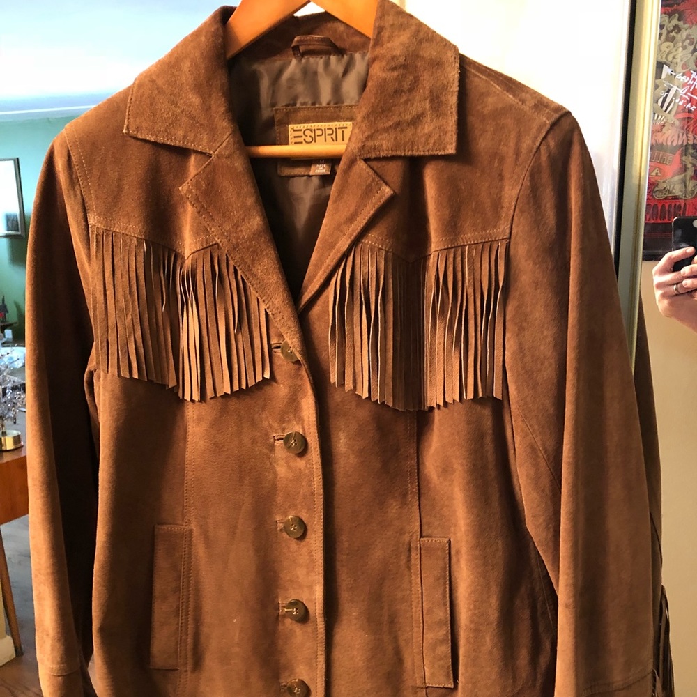 Women’s Esprit Suede Leather Fringe Jacket Size M